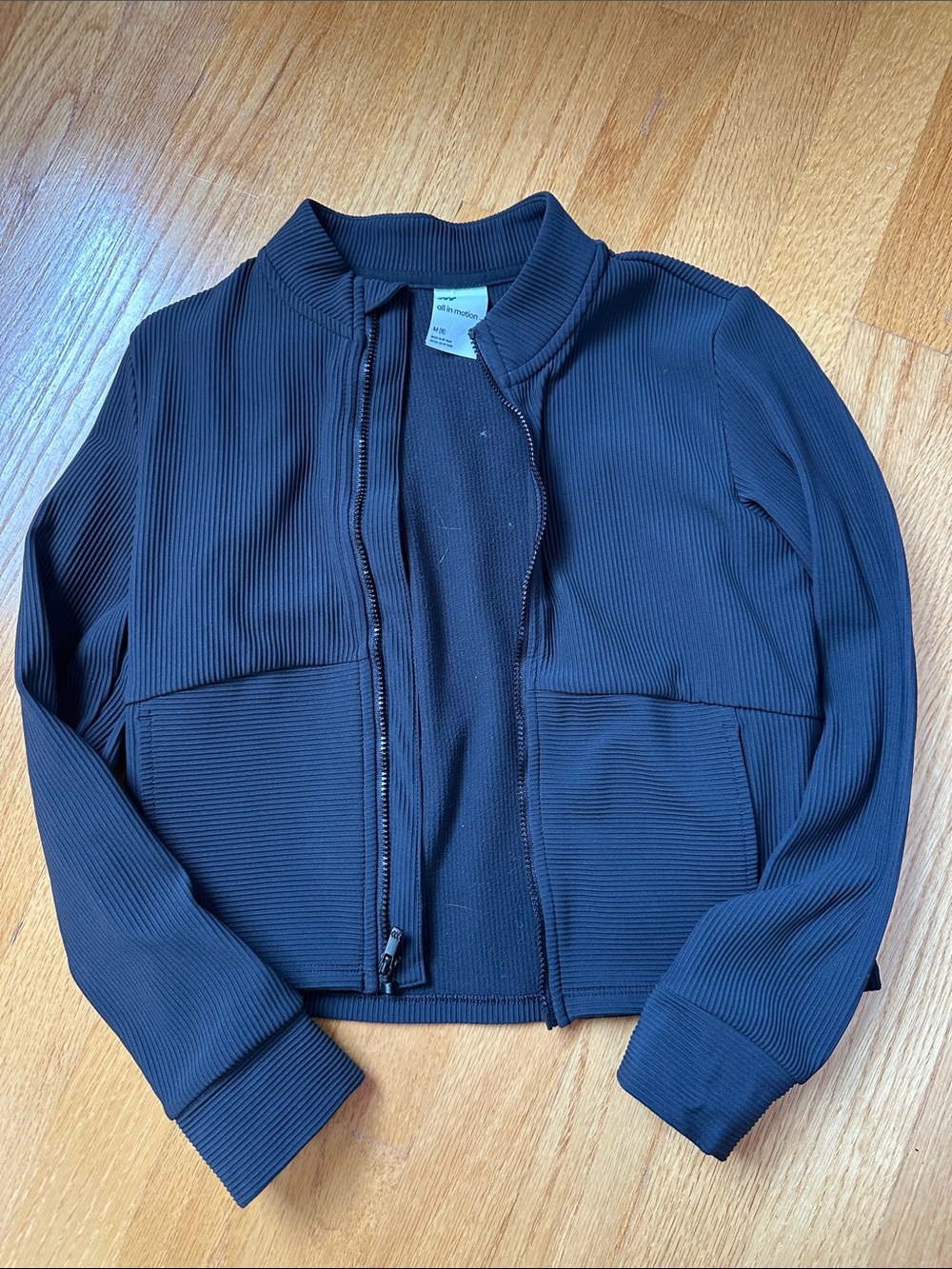 All in Motion Ribbed Zip-Up Jacket - Black